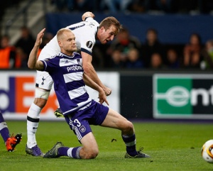during the UEFA Europa League Group J match between RSC Anderlecht and Tottenham Hotspur FC at the Constant Vanden Stock Stadium on October 22, 2015 in Brussels, Belgium.